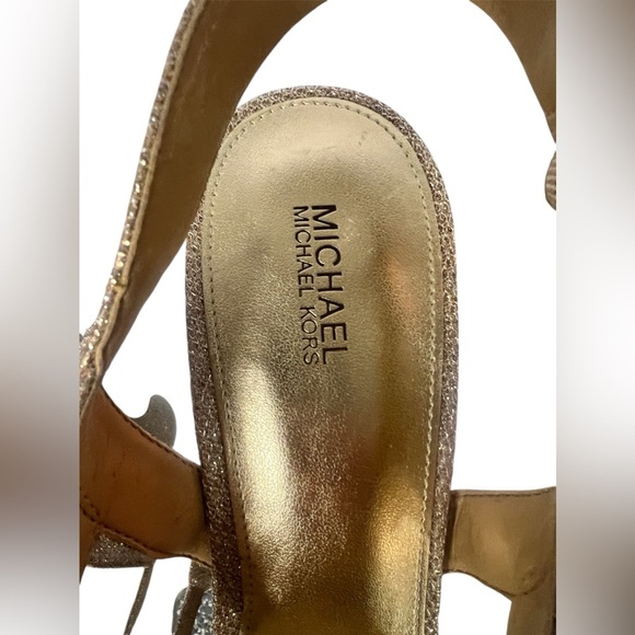 Michael Kors Dazzling Sexy Glitter Crisscross Slingback Sandals Heels Sz 10 - Picture 8 of 9